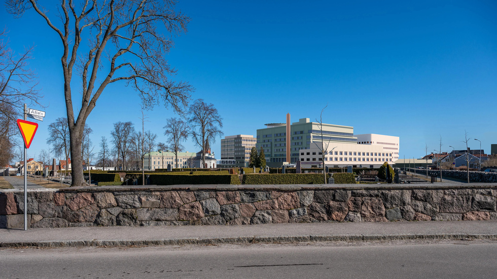 Så här skulle sjukhusområdet kunna se ut i framtiden sett från kyrkogården.