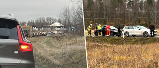 Jätteköer på Västerleden efter olycka vid Tuna Park