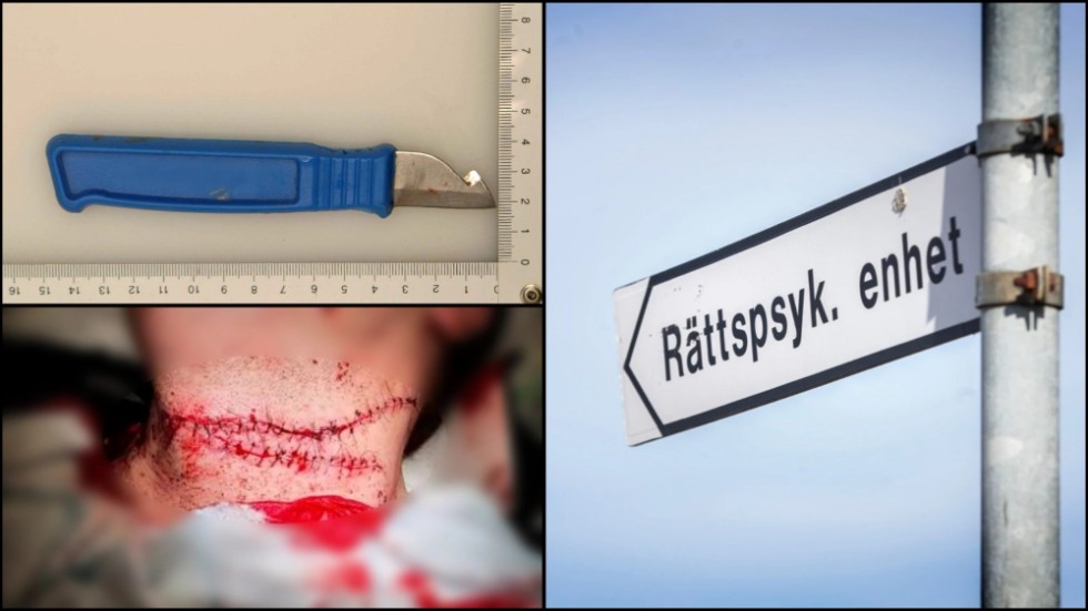 Den knivskurne mannen fick två skärsår på halsen.