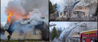 Villa totalförstörd efter brand i Södra Sunderbyn