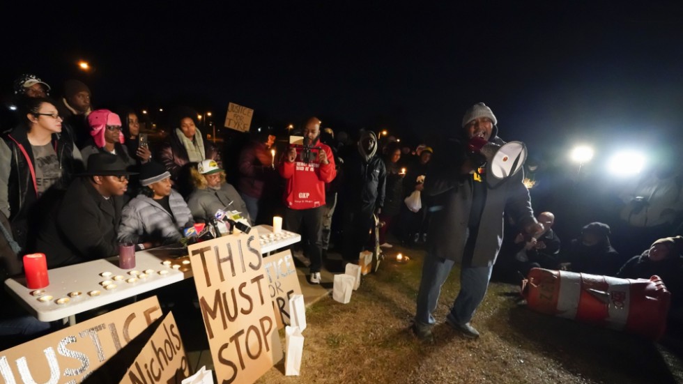Demonstration i Memphis på torsdagen mot polisvåld efter Tyre Nichols död.