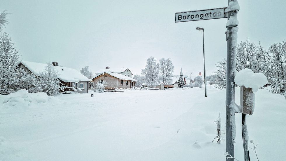 Barongatan i Malmberget, Gällivare, var den mätpunkt i samhället där skalvet kändes som kraftigast.