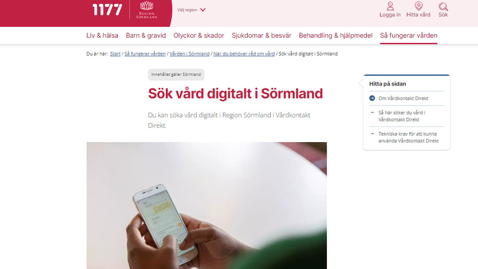 På 1177.se kan patienter i flera regioner, däribland Sörmland, söka vård digitalt via en chatt i mobilen eller datorn. Tjänsten har dock fått kritik för bristande patientsäkerhet, och nu ska Region Sörmland utreda om it-systemet håller måttet.