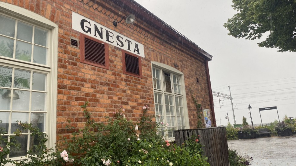 Mannen på tåget greps av polis när tåget stannade vid Gnesta station.