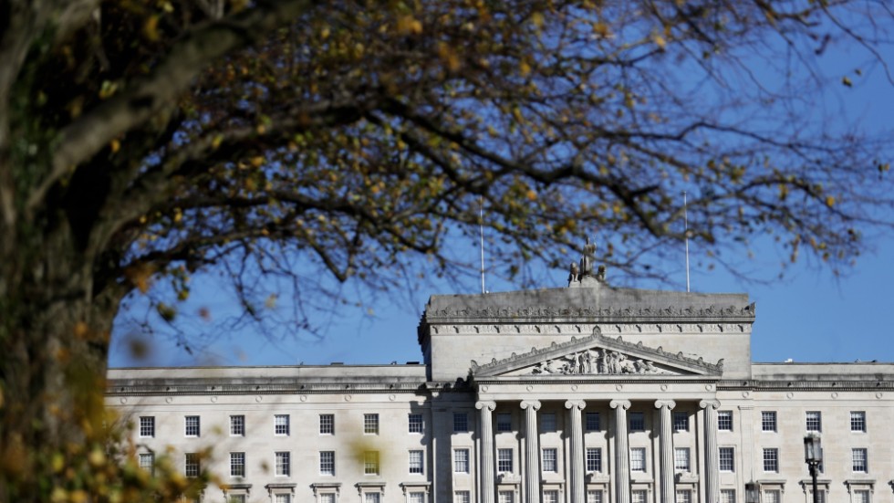 Det nordirländska regionparlamentet Stormont, i Belfast. Arkivbild.