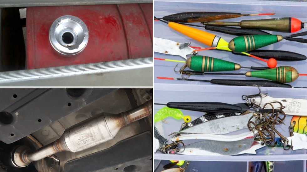 300 liter diesel, tre katalysatorer och fiskeutrustning finns bland de anmälningar som polisen tagit emot.