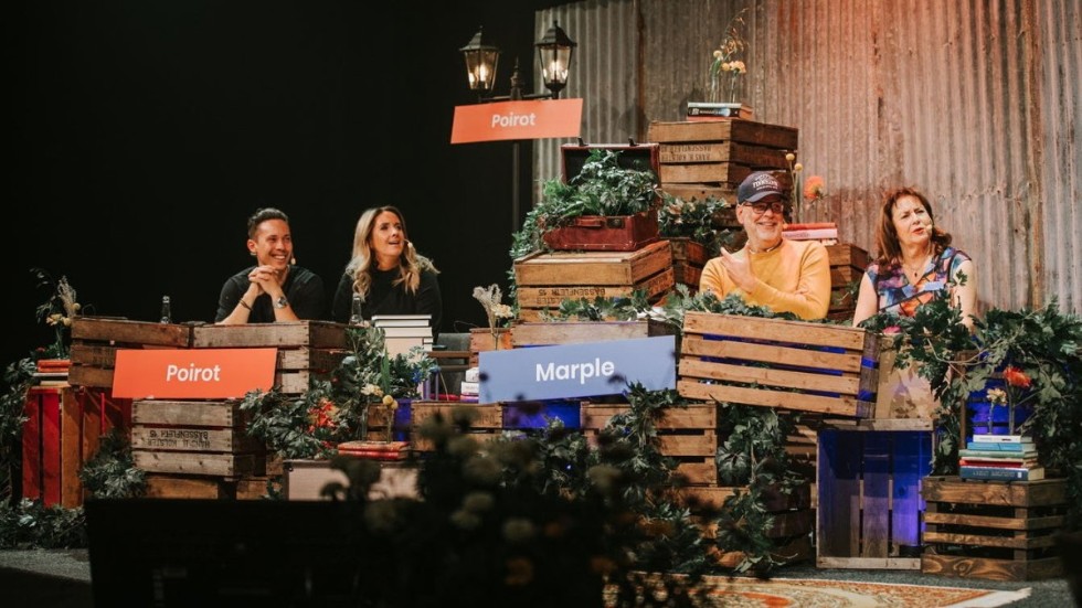 Pascal Engman, Denise Rudberg, Hans Rosenfeldt och Anna Jansson medverkade i Crimetime under årets bokmässa i Göteborg. Pressbild.
