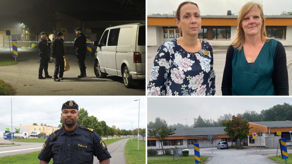 Caroline Norén och Anna Olsson, biträdande respektive rektor på Tamburinens skola och polisen Benjamin Prom kommenterade skottlossningen på onsdagen.