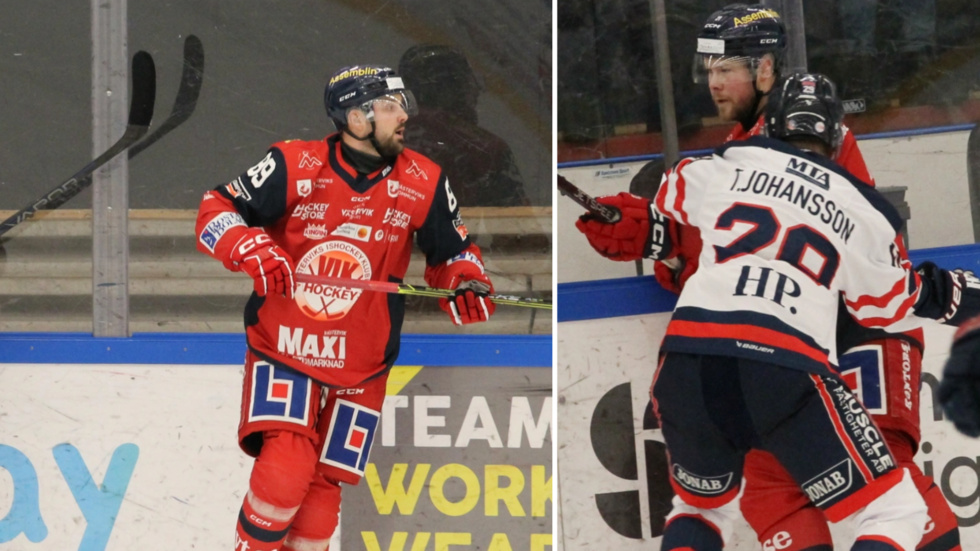 Joakim Hagelin och Victor Öhman under matchen mot Halmstad Hammers.