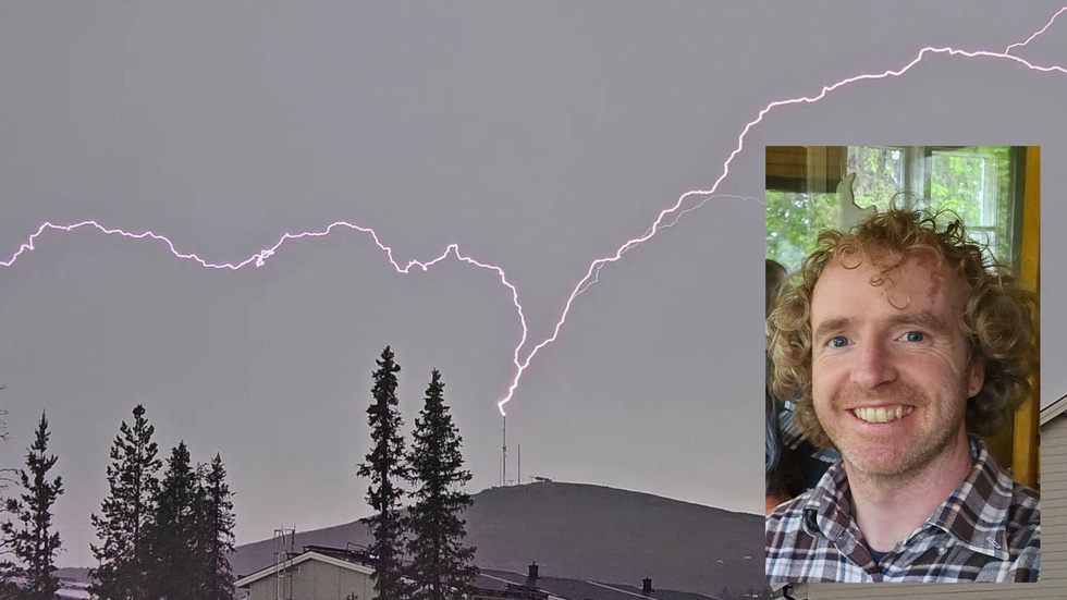 Under det stora åskovädret i fredags lyckades Alex Cooke fånga en spektaktulär bild när blixten slog ner i radiomasten på Dundret.