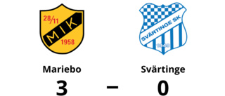 Förlust för Svärtinge mot Mariebo med 0-3