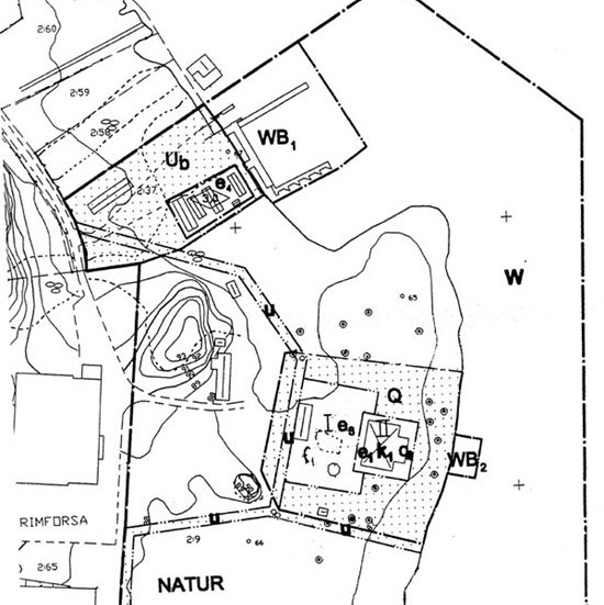 Detaljplan över Björksund. Q: användningen anpassad till byggnadens kulturvärde. q1: byggnaden får inte rivas. WB1: brygga för allmänt ändamål. WB2: brygga för intilliggande fastighet. Ub: upplagsplats för båtar. u: marken tillgänglig för underjordiska ledningar. Planen upprättad av: Ture Göransson