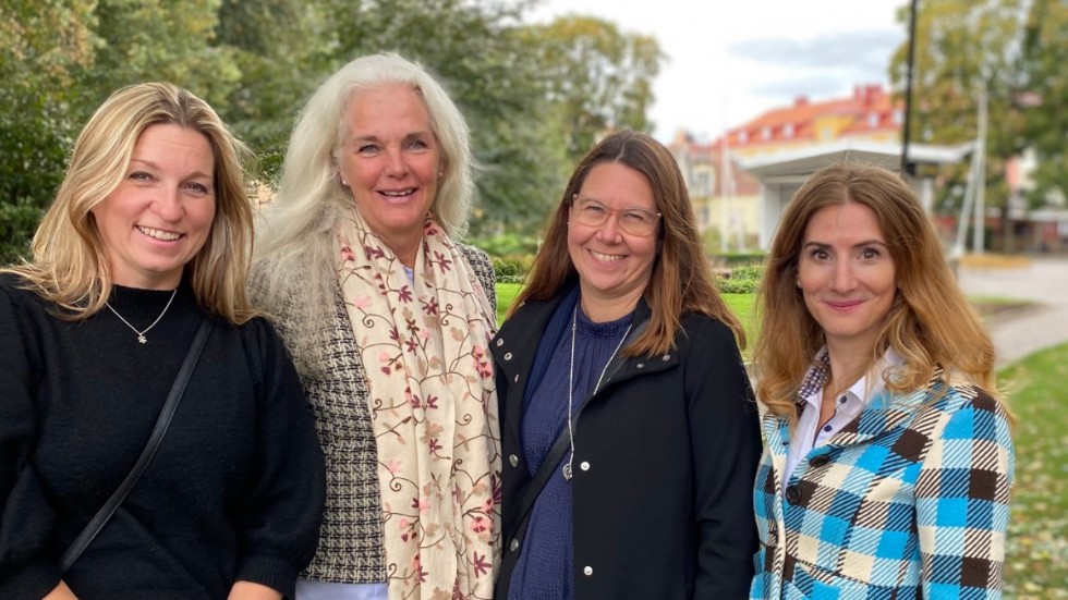 Emma Hjelm, näringslivschef Strängnäs kommun, Ingrid Ohlsson, projektansvarig Attitydresan, Ulrika Blom, näringslivskoordinator Strängnäs kommun, Caroline Szyber, vice ordförande Småföretagarnas riksförbund. 
