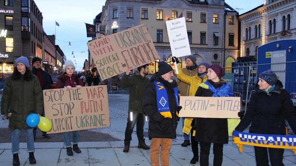 Protester mot kriget i Uppsala.