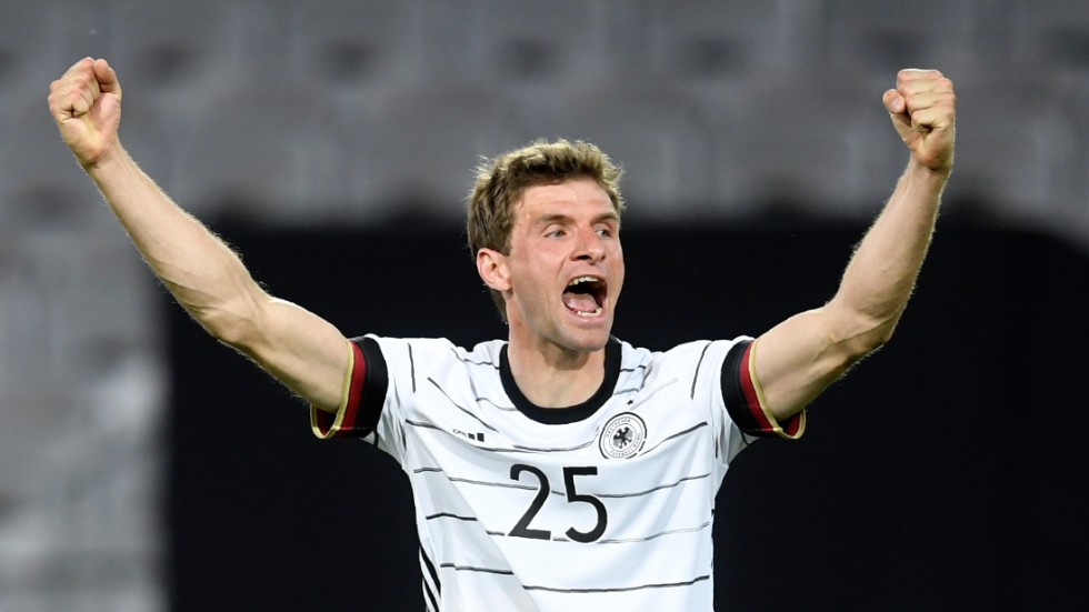 Thomas Müller i sin landslagscomeback mot Danmark i förra veckan. Nu har han även gjort comeback som målskytt i landslaget.