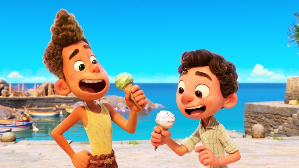 De två vännerna Alberto och Luca ser ut som ett par vanliga gelato-älskande killar, men är egentligen sjöodjur på besök i människornas värld. Pressbild.