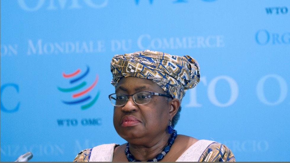 Ngozi Okonjo-Iweala, chef för World Trade Organization, uppmanar medlemmar att släppa på handelshindren. Arkivbild.