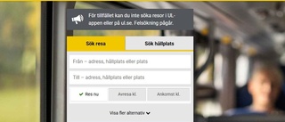 UL-appen krånglade – gick inte att söka resa