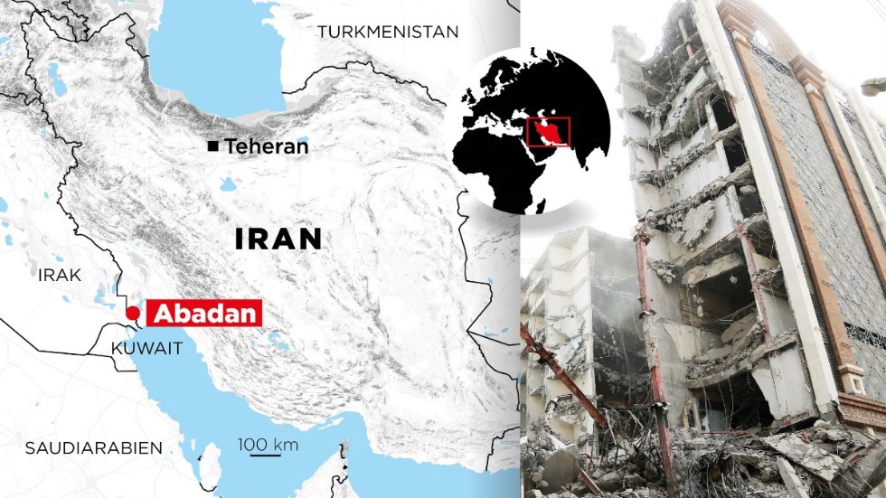 Många omkom när ett tiovåningshus rasade i staden Abadan i Iran.