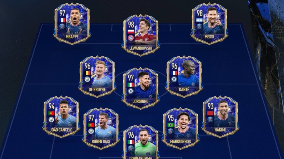 Den faktiska kostnaden för att vara "säker" på att få TOTY-versionen av PSG-stjärnan Kylian Mbappe (längst upp till vänster) i "Fifa 22" har räknats ut till motsvarande 142|000 kronor av norska konsumentorganisationen Forbrukerrådet.Bild från "Fifa 22":s officiella hemsida.