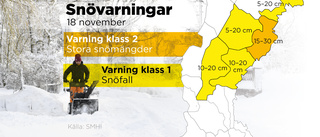 Rejält snöfall i norr – fara för allmänheten