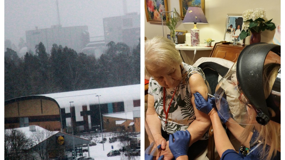 Nu massvaccineras vårdpersonal från Stockholms län bland annat i Vikingahallen i Märsta. Kirsti Lundsten boende på Arhem är en av dem som denna vecka parallellt får sin andra spruta..