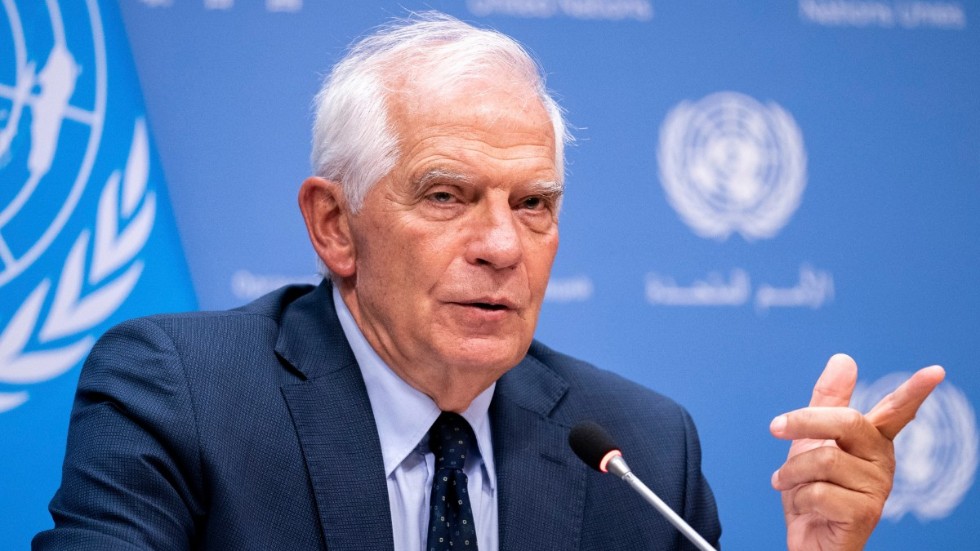 EU:s utrikeschef Josep Borrell håller presskonferens efter EU-ländernas utrikesministermöte i New York.
