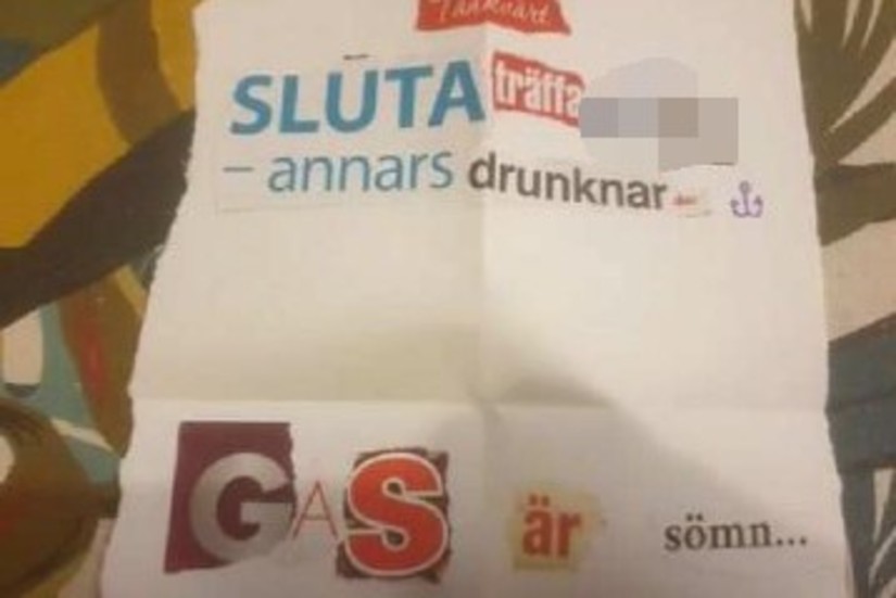 Så här ser ett av breven ut som den misstänkte har skickat.