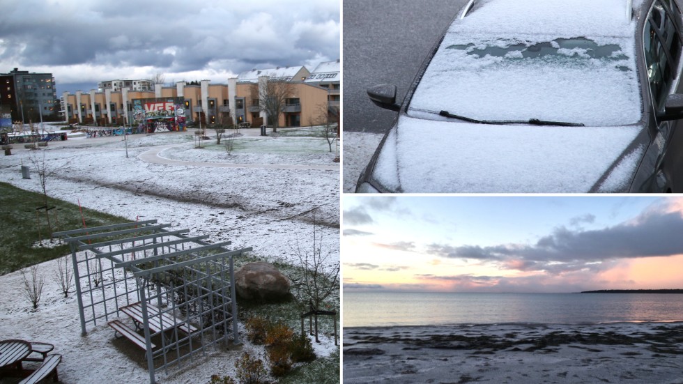 Delar av Gotland pryddes av ett litet, tunt snötäcke på juldagsmorgonen. Bilderna är från Visby och Östergarn.