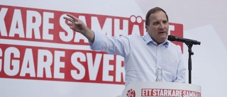 Statsminister Stefan Löfven (S) valtalar i Eskilstuna