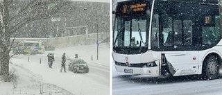 Buss och personbil i olycka: "Väldigt halt i Linköping"