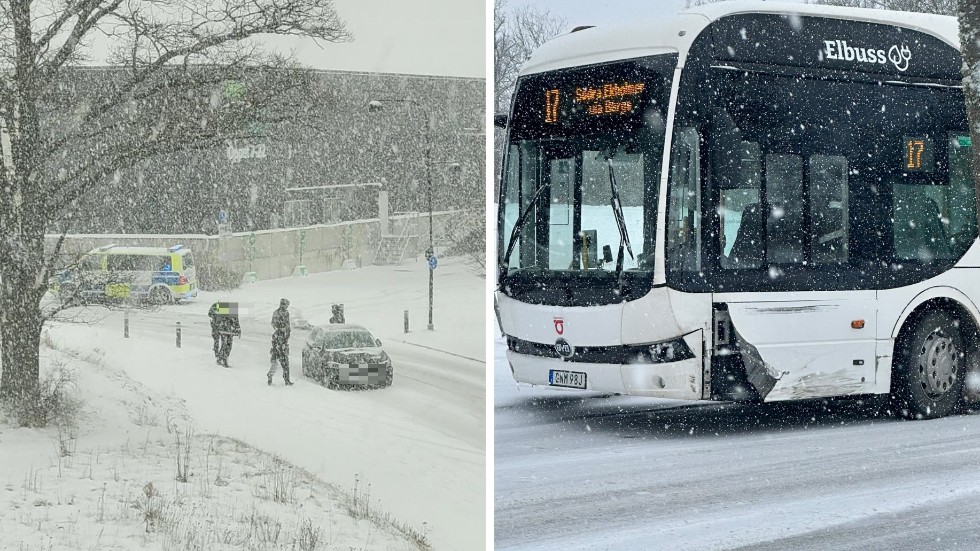 En personbil och buss kolliderade i Linköping under förmiddagen.