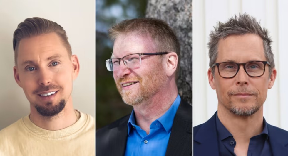 Här är de nominerade till Årets Smartup: Patrik Sandhu Wilé, Videung, Roger Öhlund, Conifer Vision, och Magnus Eriksson, Storfors Plåt.