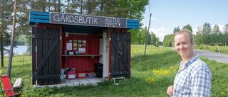 Här drivs gårdsbutiken i en gammal busskur från Harads