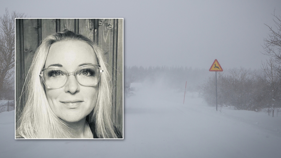 Belinda Törnblom Ouahid prejades av vägen av en mötande bil under onsdagens oväder.