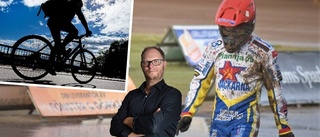 Cykelturen slutade i häcken – speedwaymatchen i antiklimax