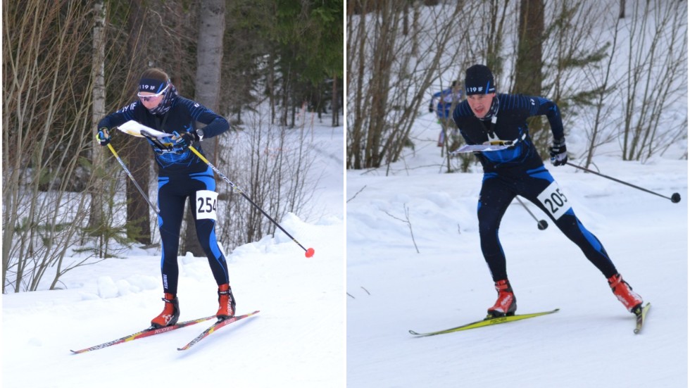 Elvira Wickbom, till vänster, säkrade SM-guldet i distansloppet i helgen medan brodern Rasmus Wickbom körde hem en bronsmedalj på herrsidan.