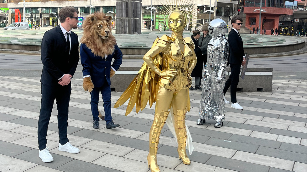 Några av kostymerna inför kommande säsong av tv-programmet "Masked Singer Sverige" visades upp i Stockholm. Pressbild.