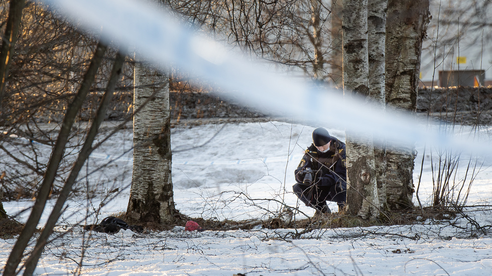 Polisen gjorde vissa utredningsarbeten på plats i skogsområdet.