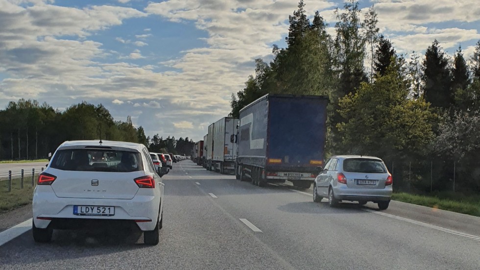 Köer vid olycksplatsen på E4.