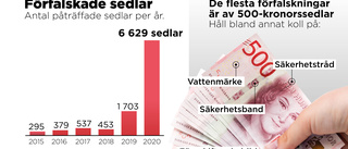 Många falska sedlar i omlopp