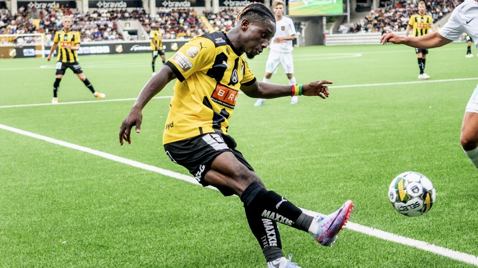 Häckens Ibrahim Sadiq gjorde 1–0 borta mot The New Saints i CL-kvalet. Arkivbild.