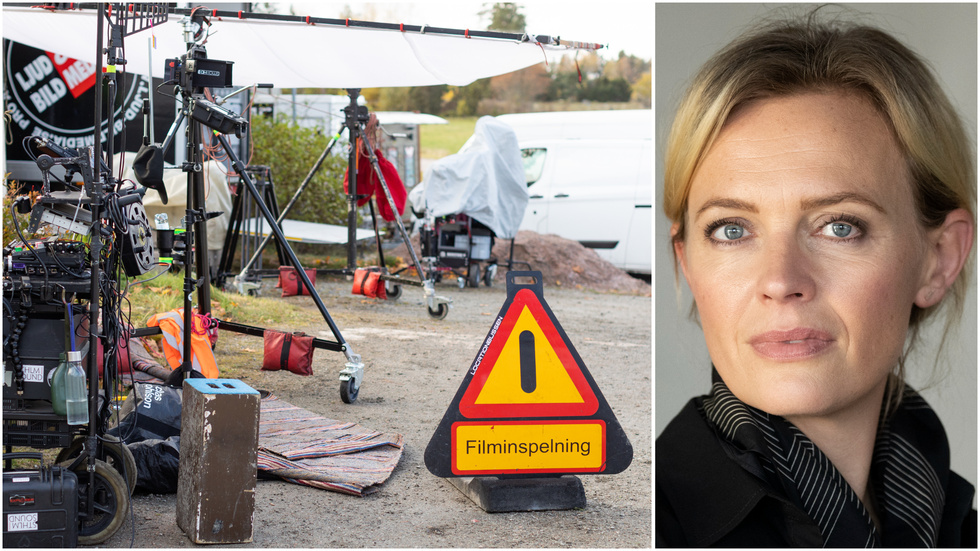 Filminspelning i Veckholm med Josephine Bornebusch.