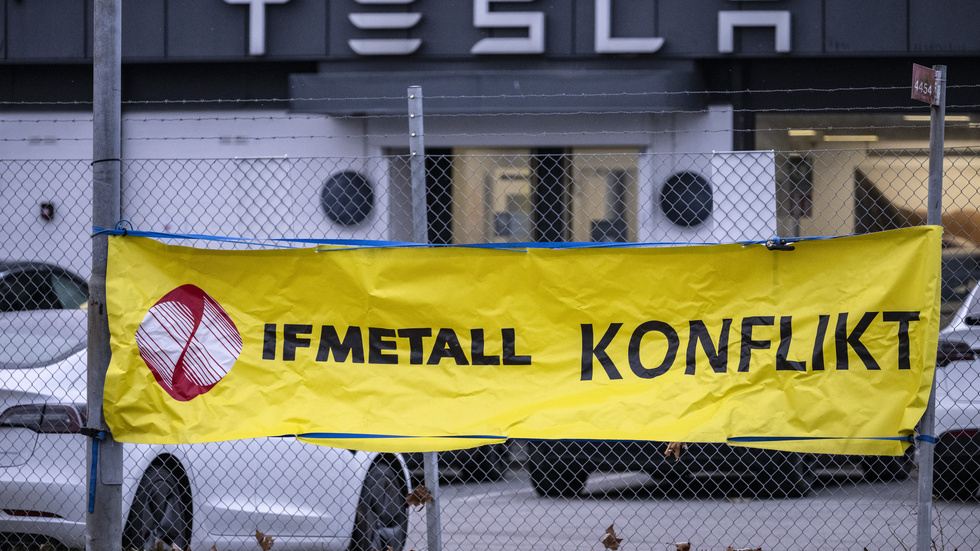 Fackens strejk mot Tesla pågår sedan 27 oktober. Arkivbild.