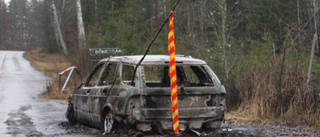 Skogsbrand visade sig vara bilbrand