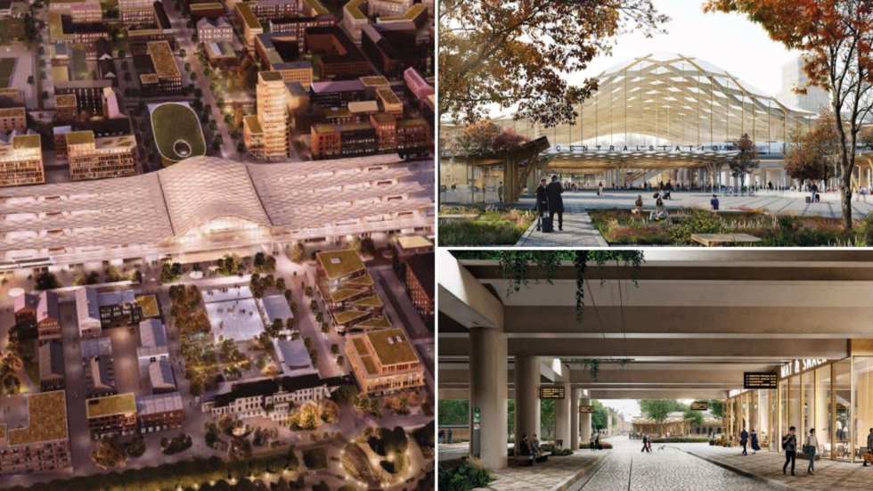 Tävlingsbidrag Framtidsvågen. I presentationen står det bland annat: "I förslaget förstärks den Edelsvärdska stationsbyggnadens närvaro i stadsmiljön genom att den
öppnas till en generös portik som fångar stråket genom gamla järnvägsparken och leder gångströmmarna till det nya resecentret. Genom denna interaktion mellan dåtid och framtid skapas en särskild dynamik i stadsrummet".