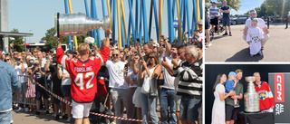 Folkfest vid Saab arena när stjärnan hyllades – kom i helikopter