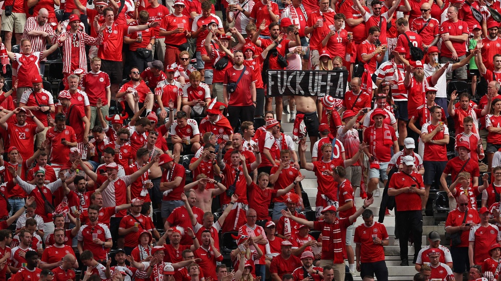 Det danska fotbollsförbundet straffas för banderollen med budskapet "Fuck Uefa". Arkivbild.