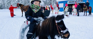 Fyraåriga Ronja yngsta ryttaren när mysiga jultåget gick genom Norrfjärden. "Det är roligt"