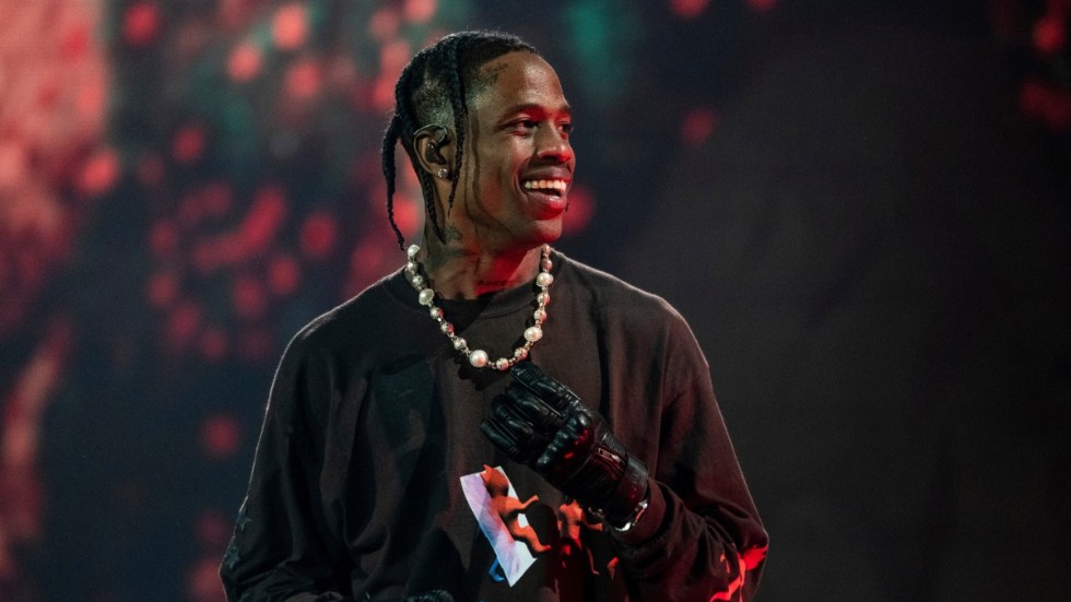 Travis Scott på scen under Astroworld-konserten. Arkivbild.
